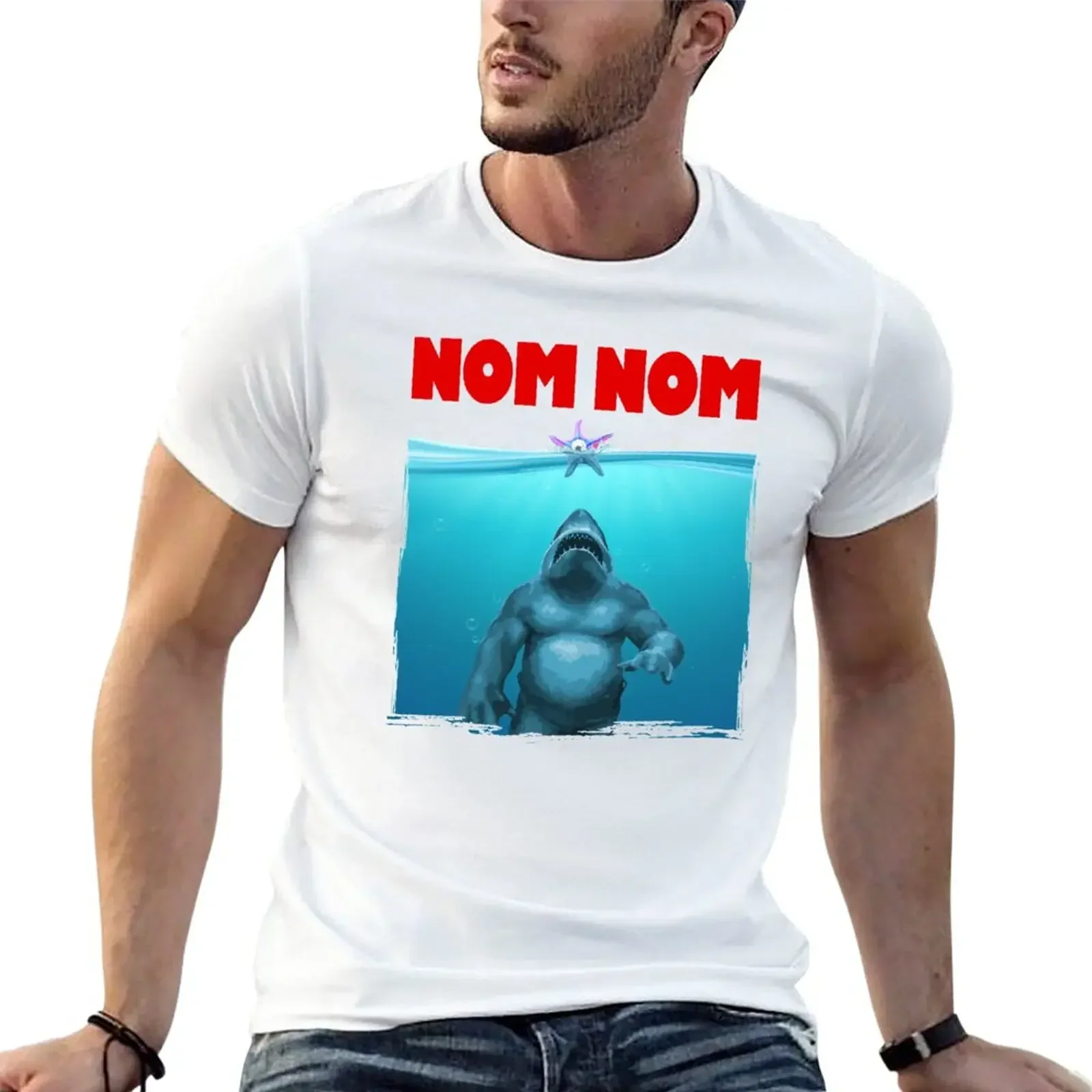 King Shark Nom Nom-T-Shirt Nanaue Abbigliamento Estetico Fan Sportivi Abbigliamento Uomo
