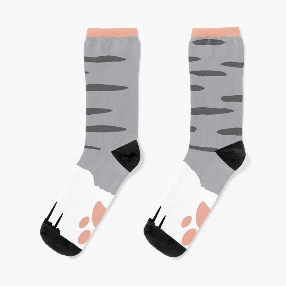 Cat Paw Socks Grey Socks Warm Women'S Socks Christmas Socks