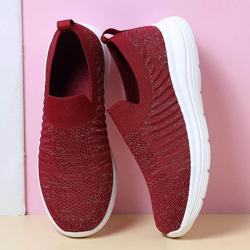 Women Vulcanized Shoes New Tennis Sports Summer Mesh Breathable Lace Walking Fitness Thick Soled Women Sports Shoes