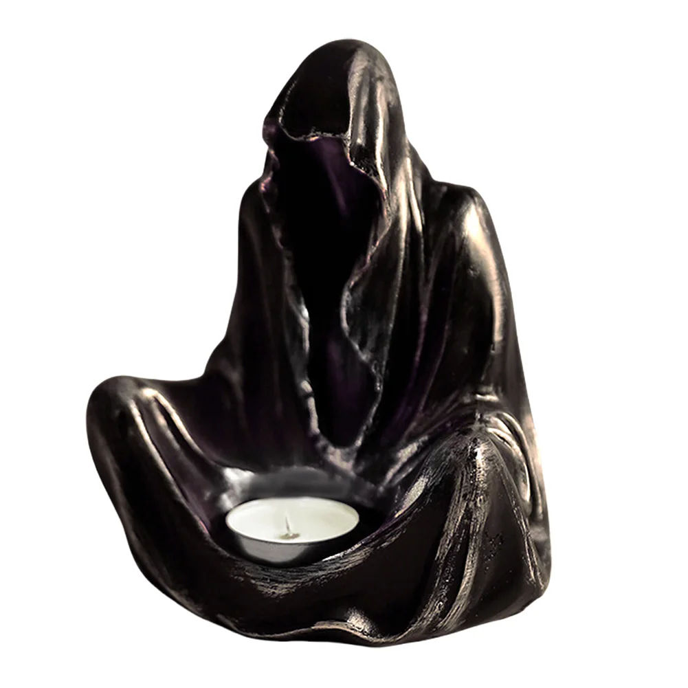 Resin Gothic Wizard Candle Holder for Halloween Decor