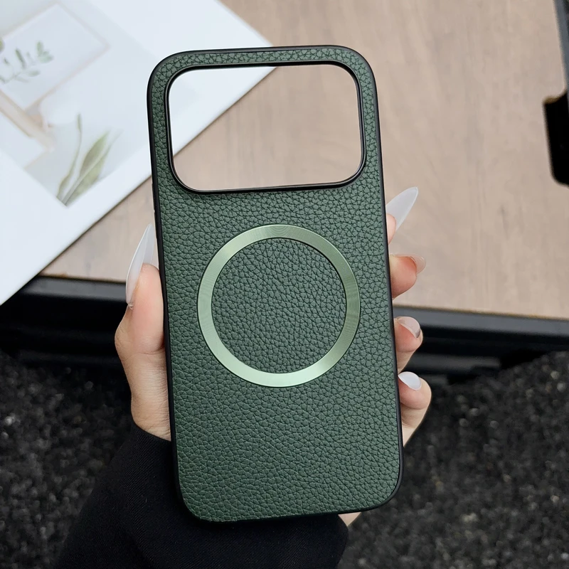 Premium Lichee Pattern PU Leather Magnetic Phone Case - Anti-Fall Protection