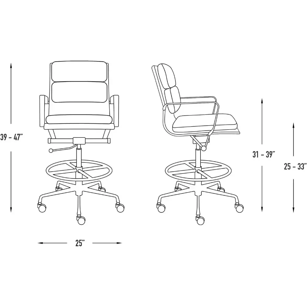 ergonomic padded drafting chair for standing desks: height-adjustable, armrests, and comfort cushioning