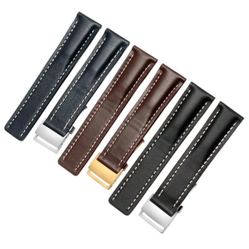 Cinturino Per Cinturino In Pelle Morbida Calfskin Da 22Mm 24Mm Per Cinturino Breitling Avenger/Navtimer Premier Bracciale Fibbia Pieghevole