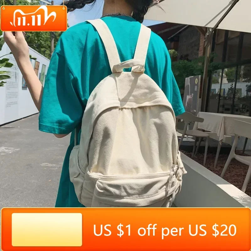 

Однотонный женский холщовый рюкзак для колледжа, модная крутая дорожная сумка для студентов, рюкзак для ноутбука для мальчиков и девочек, Милая женская школьная сумка