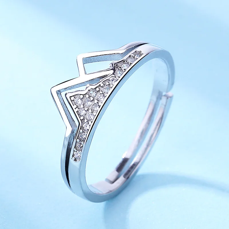 S925 Sterling Silver Hot Selling Personality CZ Ring Women's Fashion Simple Sterling Silver Zircon Open Ladies Ring New Style