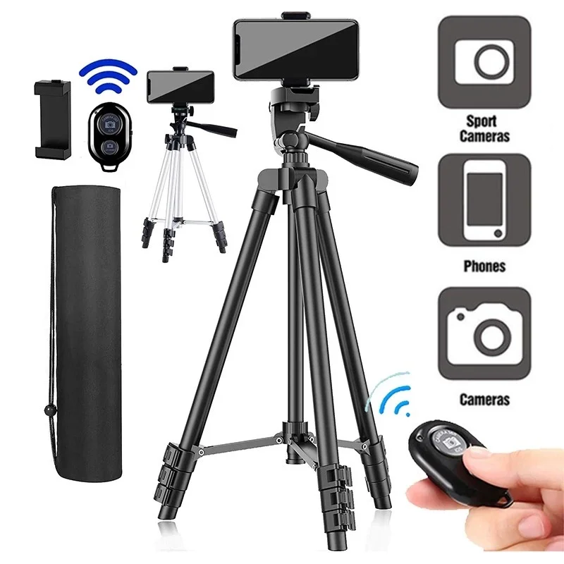 Universal Extendable Tripod Stand Universal Extendable Tripod Stand with Bluetooth Remote Phone Holder for Sports Camera DSLR Photography Live
