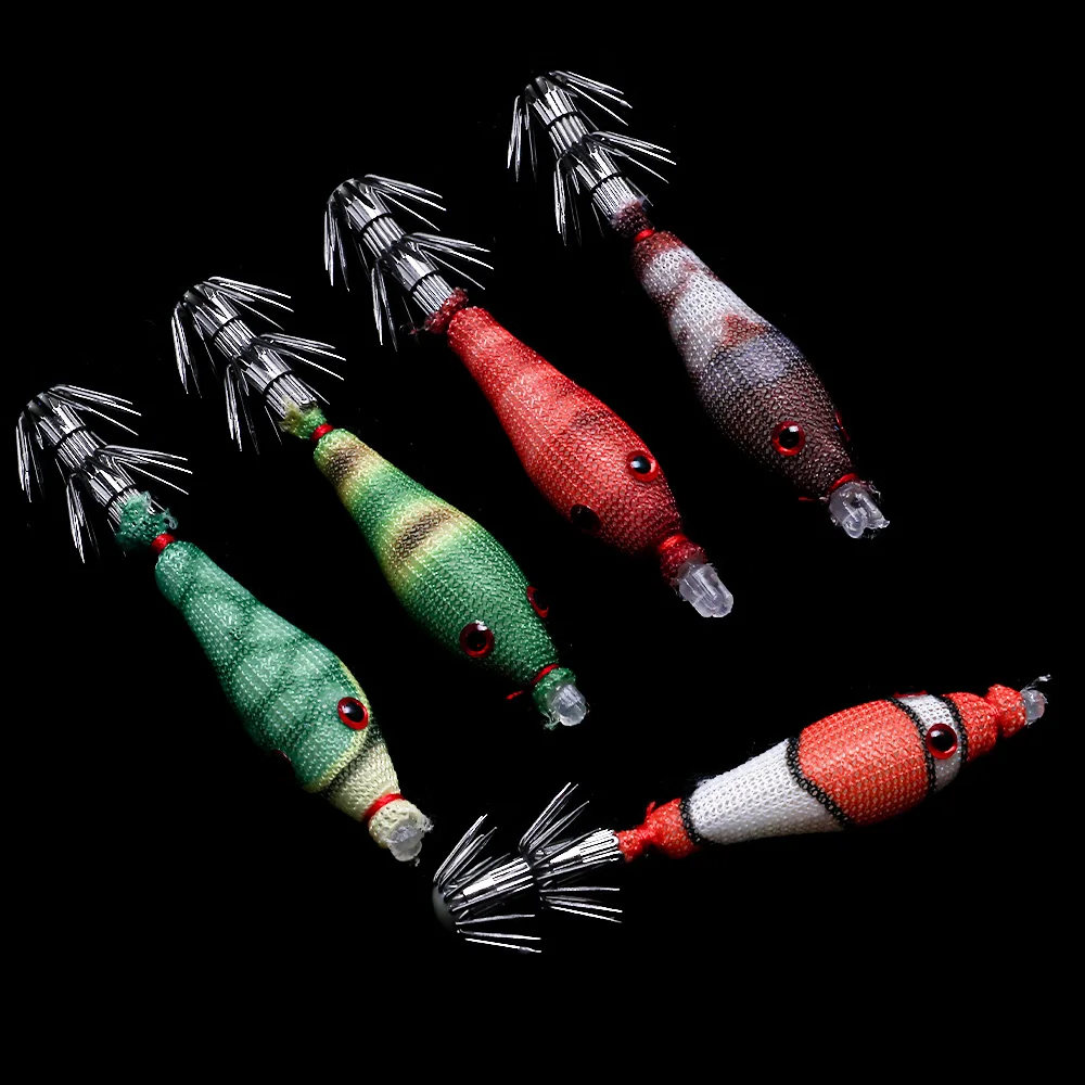 5 Teile/paket Nachtleuchtende Tintenfisch Falsche Köder Weiche Gummi Fischernetz String Haken Köder Schlag Rohr Simulation Tintenfisch Jig Haken für Nacht F