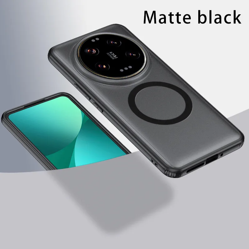 Matte & Clear Magnetic Wireless Charging Armor Case - Military Shockproof Back Cover