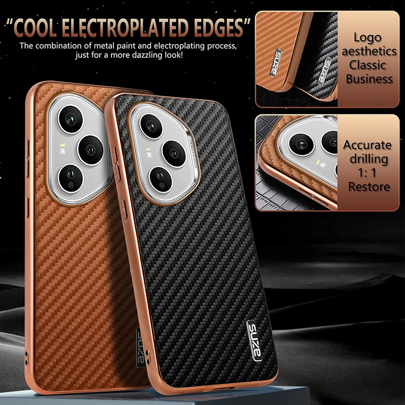 Luxury PU Plating Carbon Fiber Protective Back Cover