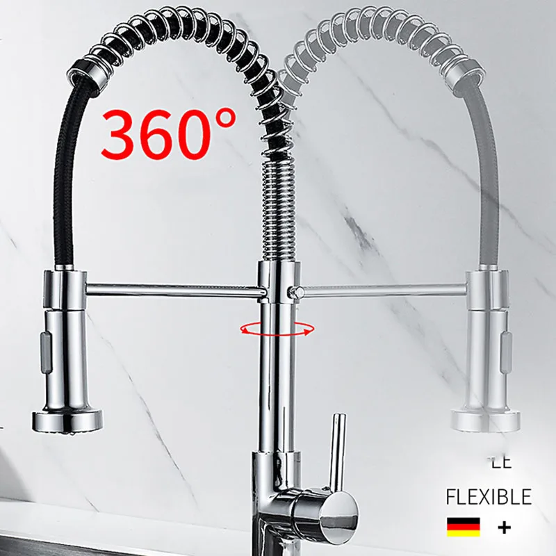 Faucet All Copper Nickel Tap Multifunctional Spring Pull Bathroom Kitchen Faucet Vegetable Basin Sink Faucets Pull Out Mixer Tap