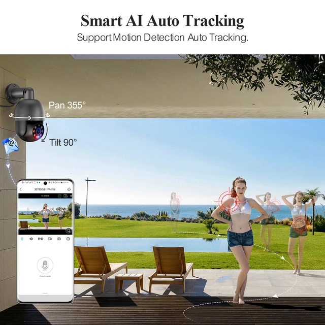 Techage 5MP 8MP PoE PTZ IP Camera Outdoor Waterproof 2 Way Audio Camera AI Human Detection Security Camera Xmeye for NVR System 4