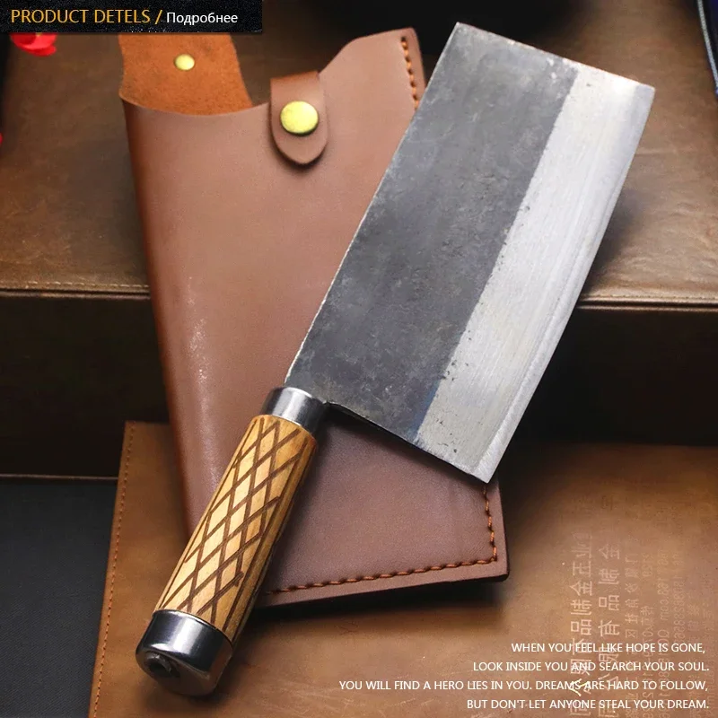 Description Picture 4 of itemHand forged 7.5-inch old kitchen knife with steel blade Home chopping multi-purpose knife solid wood handle chef's knife