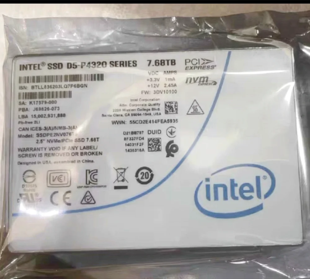 ڿ  P4320 ø 7.68TB U.2 2.5 ġ SSD, PCIE NVME  SSD DV10100 SSDPE2NV076T8