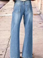 Plus Size High-Waisted Straight-Leg Jeans for Women, Vintage Embroidered Yellow Casual Fashion Plus Size Women's Denim Trousers - Image 2