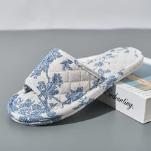 홈 슬리퍼 부드러운 면화 꽃 바닥 신발 패션 경량 슬리퍼 미끄럼 방지 실내 슬리퍼 침실 커플 슬리퍼