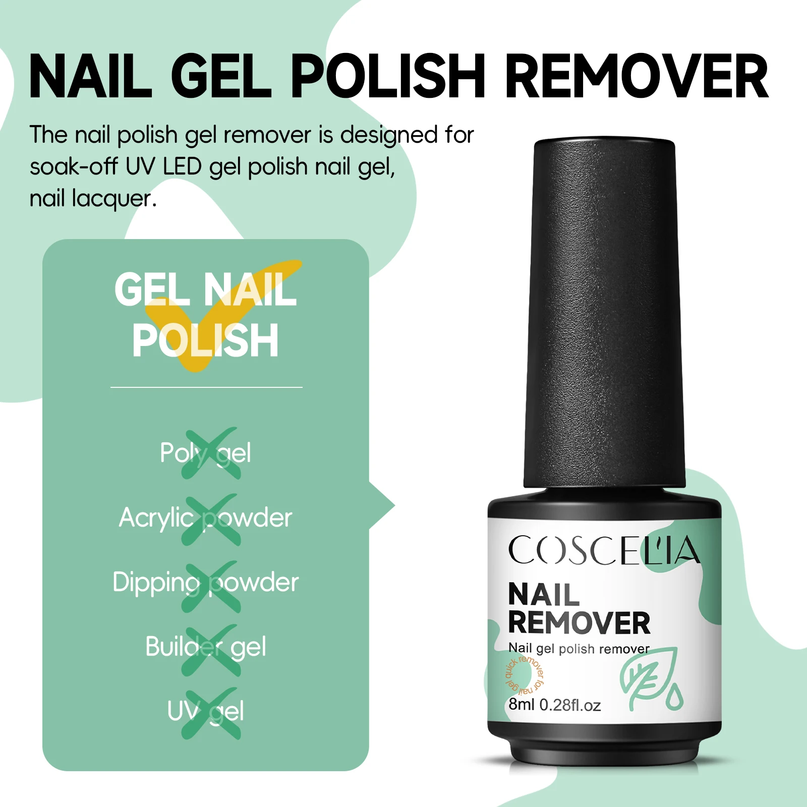 Nail Gel Polish Remover Cuticle Pusher Clean UV Soak Off Tools Manicure 2pcs 8ml nail polish remover,nail gel remover,nail debonder