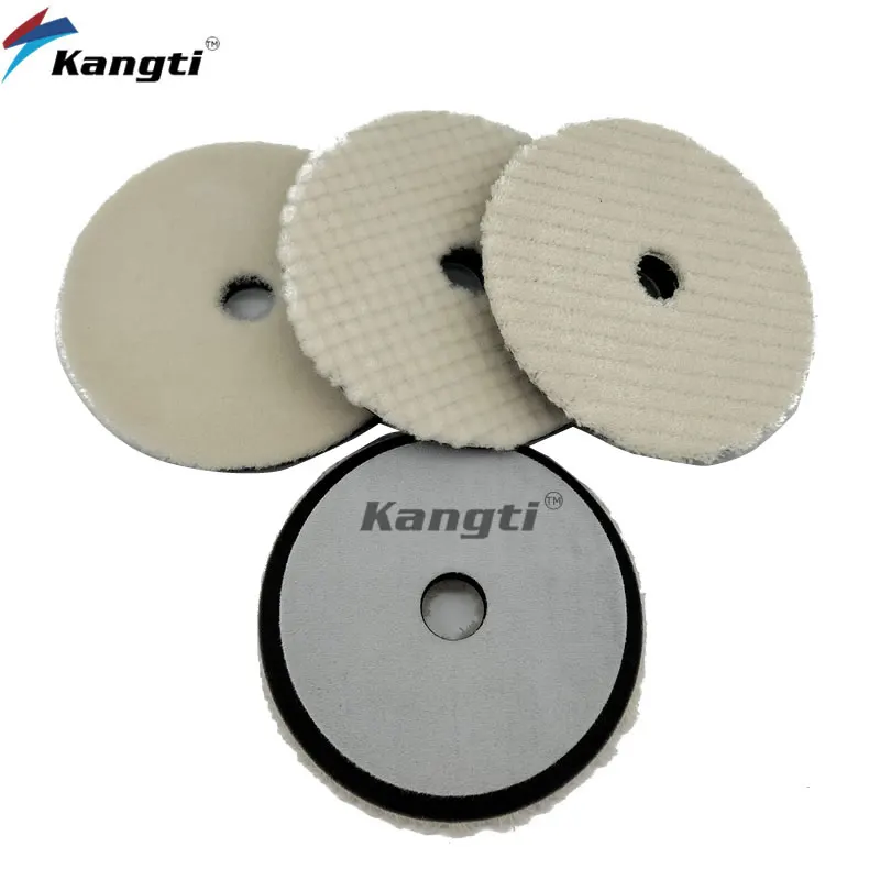 일본식 폴리싱 양모 패드, 5/6 인치, 버퍼, 자동차 스크래치 제거용 모직 연마 패드, 후크 및 루프 백커 포함 