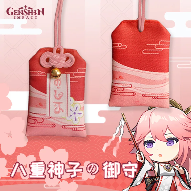 

Anime Game Genshin Impact Yae Miko Amulet Cosplay Protective Talisman Cute Pendants Props Accessories Embroidery Style Gifts
