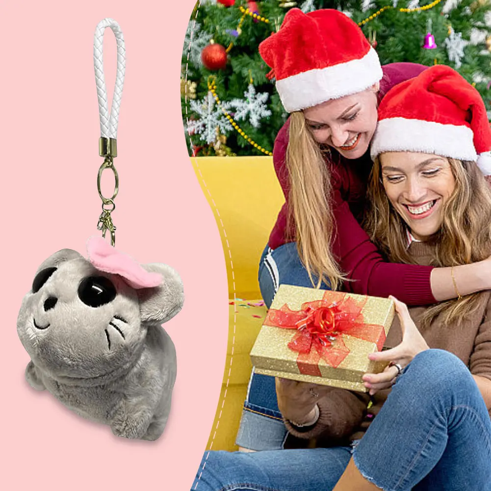 Plush Toy Phone Keychain Sad Hamster Meme Sound Music Plush Toy Crochet Plush Sad Hamster Meme Key Rings Kawaii Keychain Gift