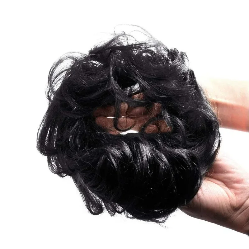 100% human hair bun extensions messy bun loops suitable for women's wavy curly hair patches