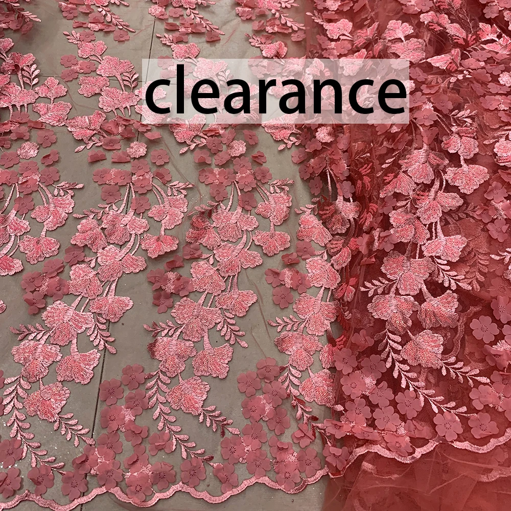Clearance/High Quality African Guipure Floral Mesh 3D Flower Embroidered Lace Fabric Material for Sewing Wedding Evening Dresses |