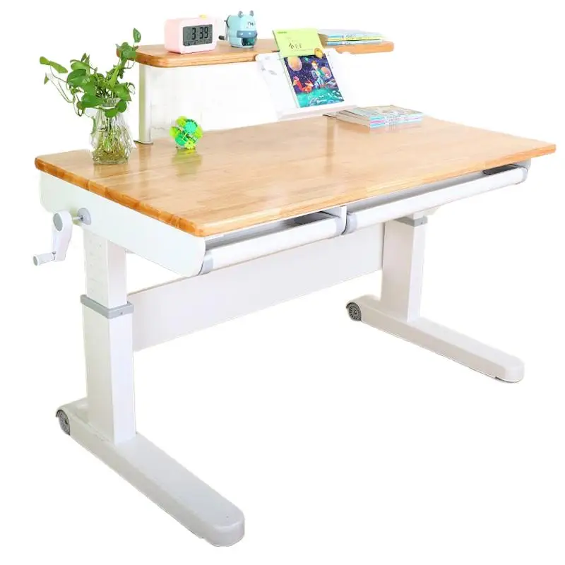 Adjustable Red Oak Solid Wood Desk Kindergarten Primary School Student Household Writing Children's Study Desk