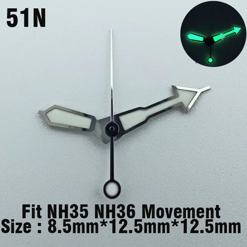 8.5mm*12.5mm*12.5mm Watch Hands C3 Super Green Luminous Hands Suitable For NH34 NH35 NH36 Movement Installation Watch Parts