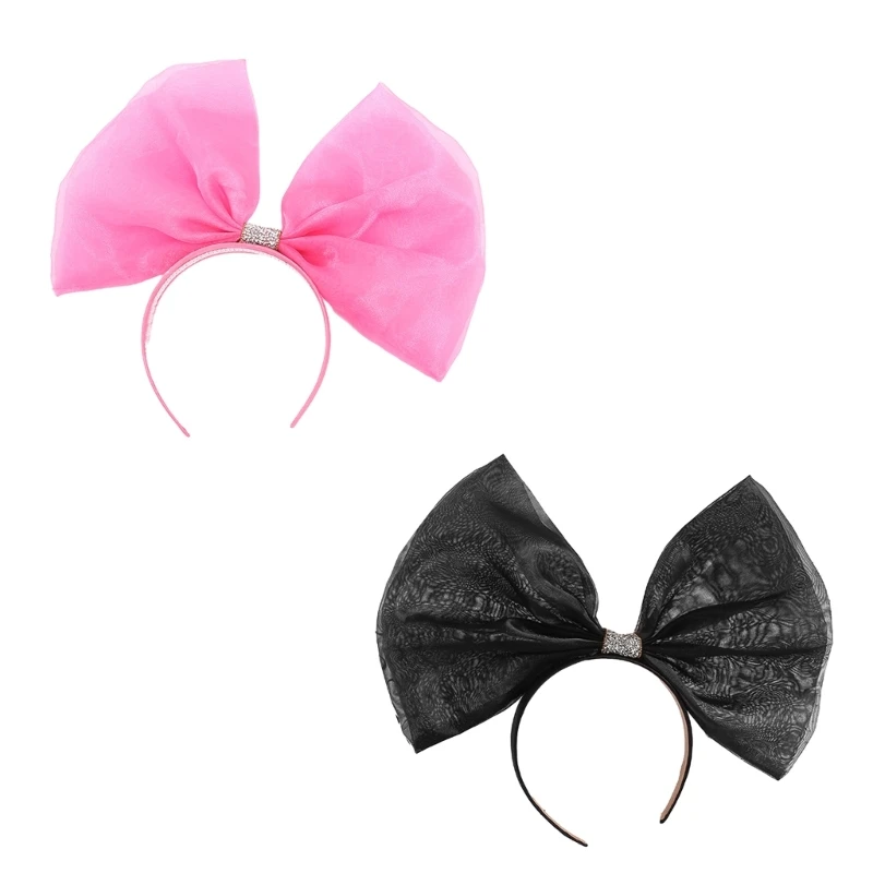 Oversized Pink Bow Tulle Hair Bands Birthday Party Photo Booth Props for Girls