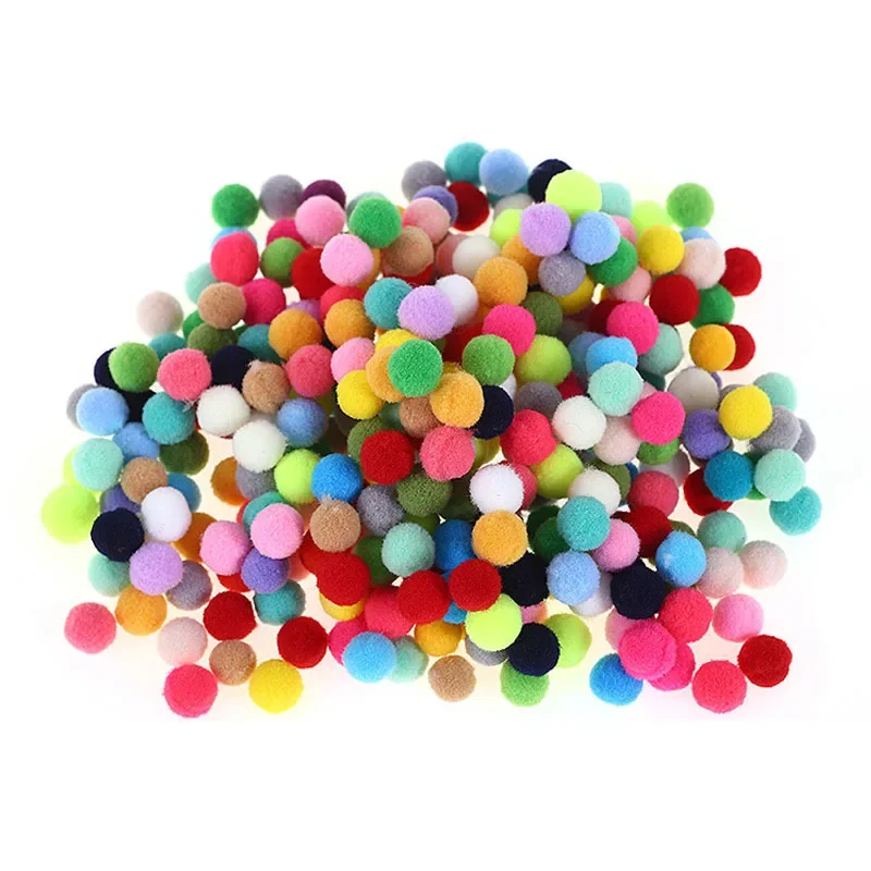 Colorful Handmade DIY Furry Balls Toy Material Accessories for Kindergarten Mixed Size Polyester Craft Balls Educational Toys