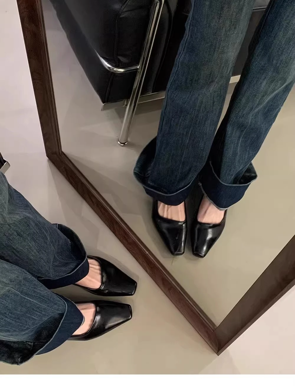 새로운 패션 하이힐 여성용 스퀘어 토 슈즈 우아한 로우힐 편안한 여성용 신발 Zapatillas Mujer