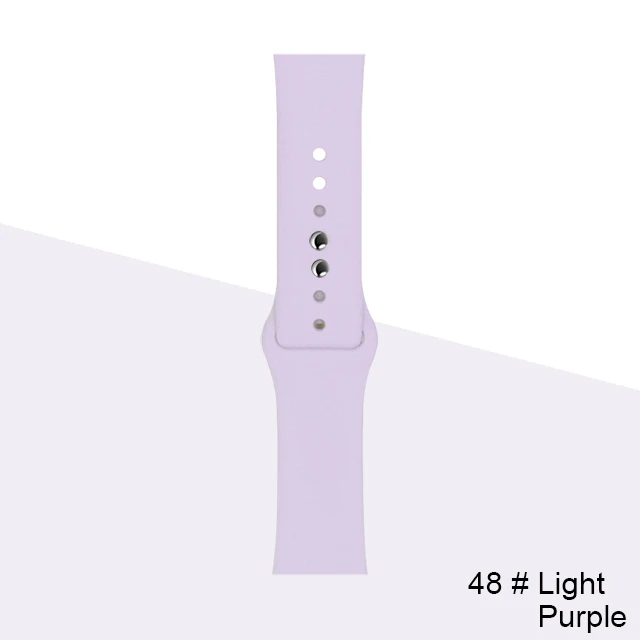 Silicone Strap For Apple Watch band 45mm 41mm 44mm 40mm 38mm 42mm Watchband Bracelet Correa For Iwatch Series 6 Se 5 4 3 7 Light-purple-48