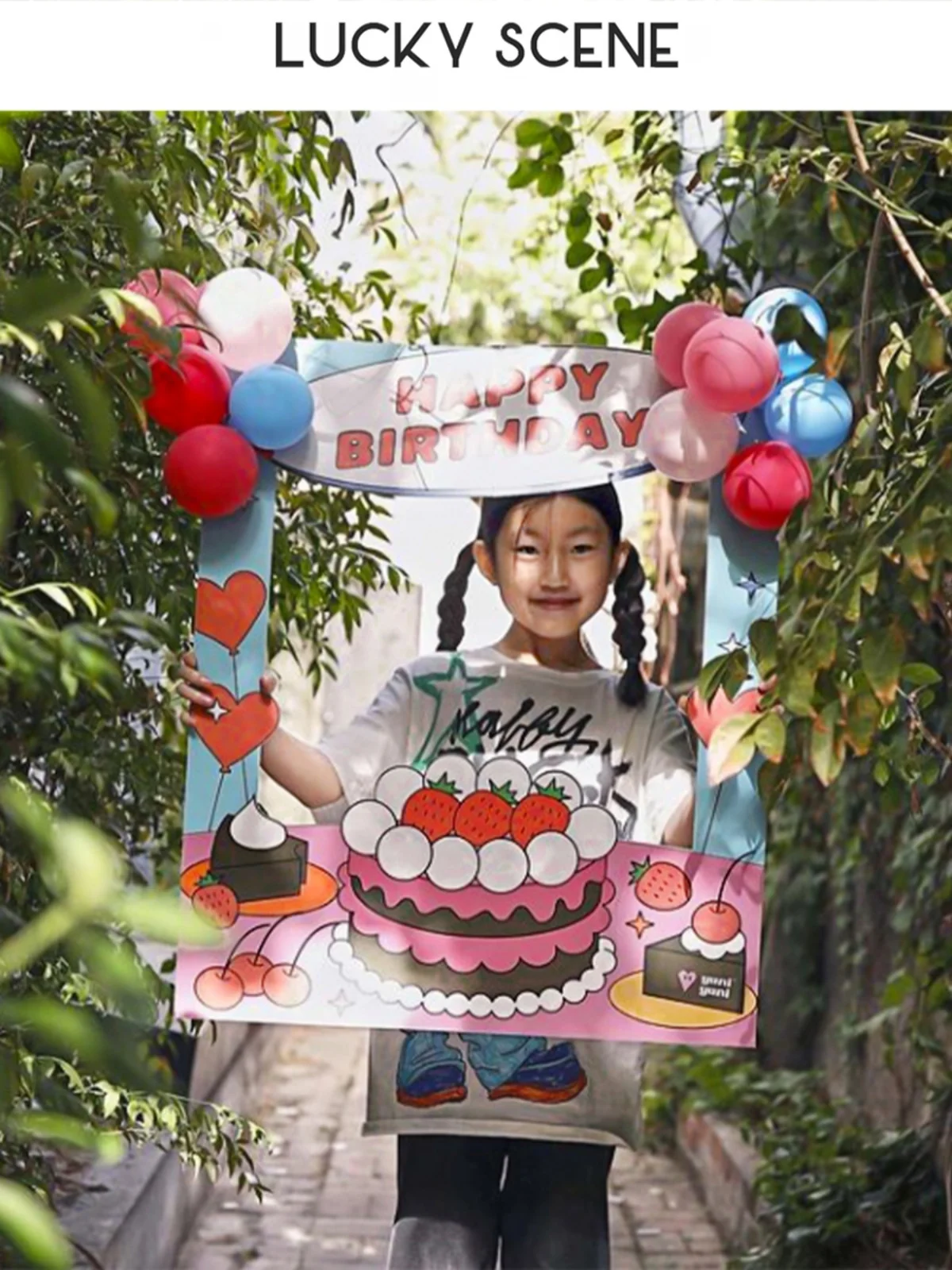 Handheld Birthday Photo Frame Balloon Decorations for Children Par Favors Celebri Birthday Props Festive Celebration Supp...