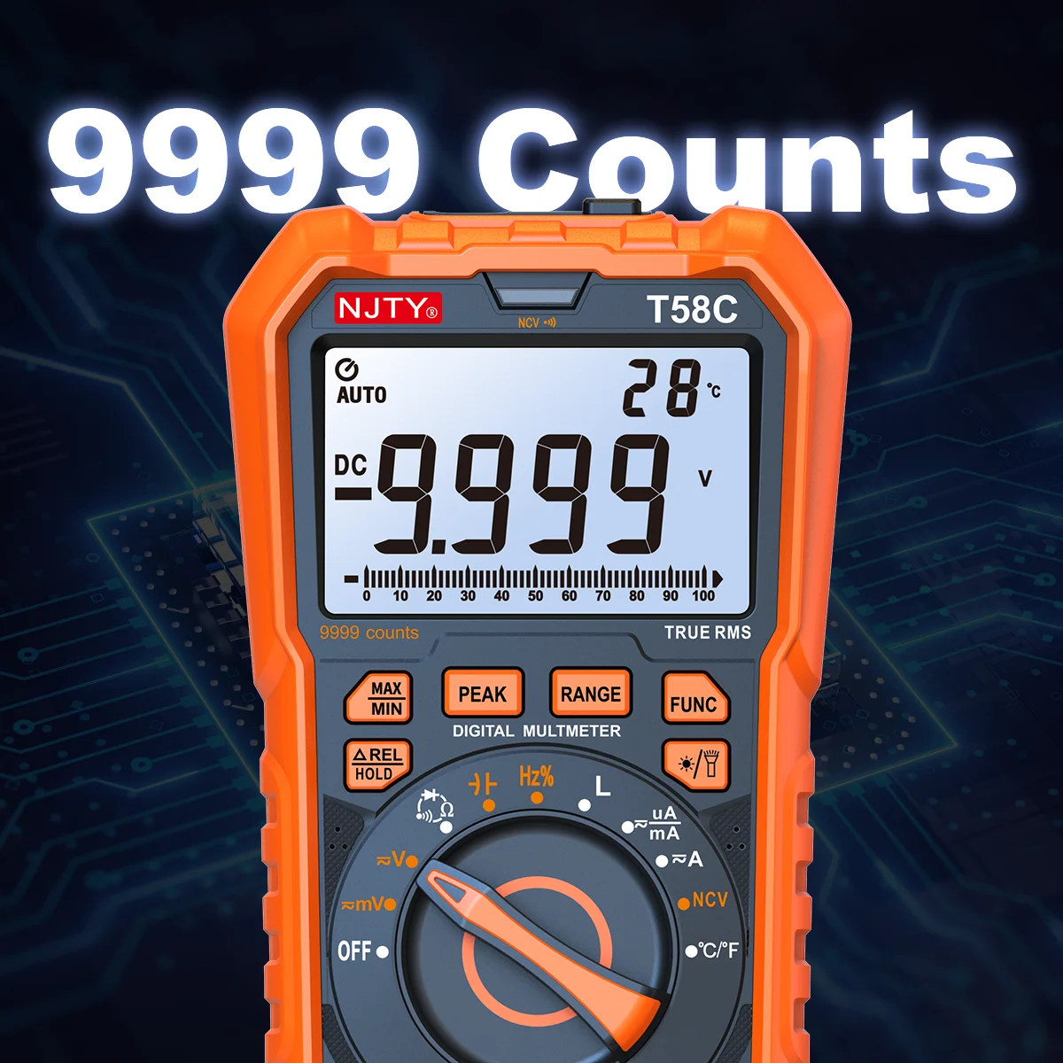 NJTY T58B T58C Digitalmultimeter 9999 Zählungen Auto Range LED-Blinkbuchse AC/DC Spannung Strom Induktivität Kapazität HZ TEMP – Detail 5