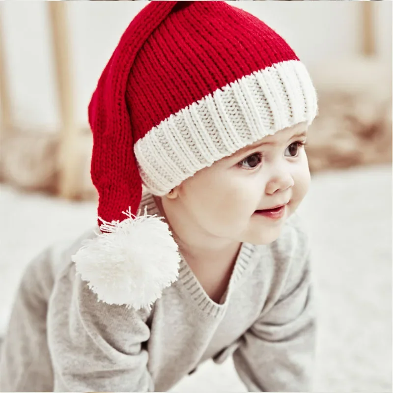Cute Christmas Knitted Hat Soft Beanie for Adult Kids Santa Hat New Year Party Gift Navidad Xmas Decor Cosplay Accessories