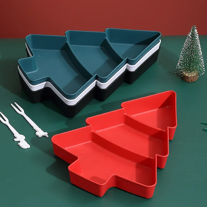 Christmas Tree Fruit Bowl Home Snack Plate Plastic Candy Dish Melon Seeds Dried Fruit Box Lazy Snack Box