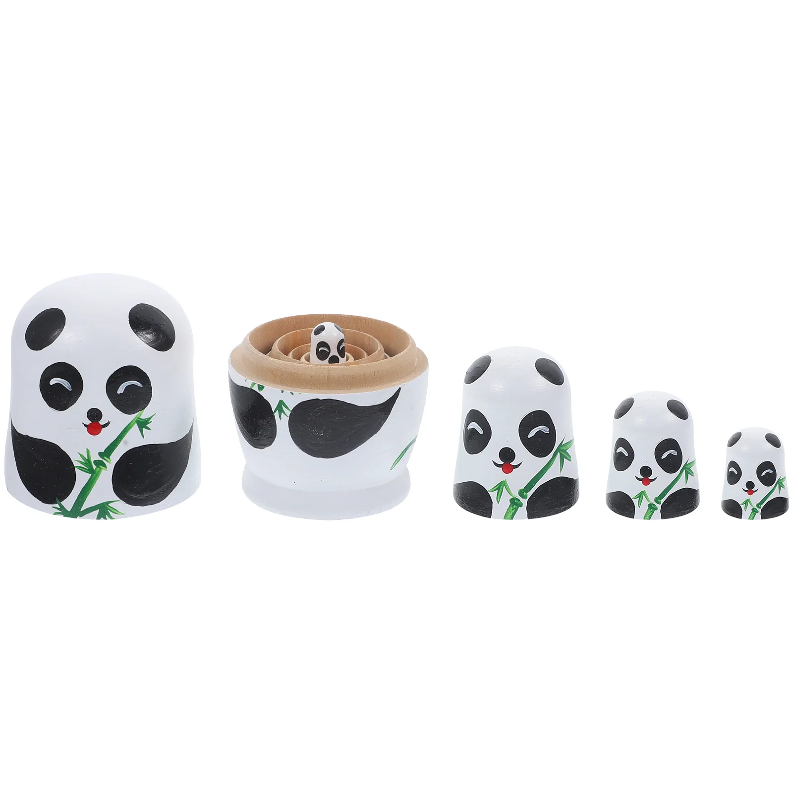 

Russian Handmade Wooden Panda Nesting Dolls Matryoshka Toy Children Gift Desktop Accessory