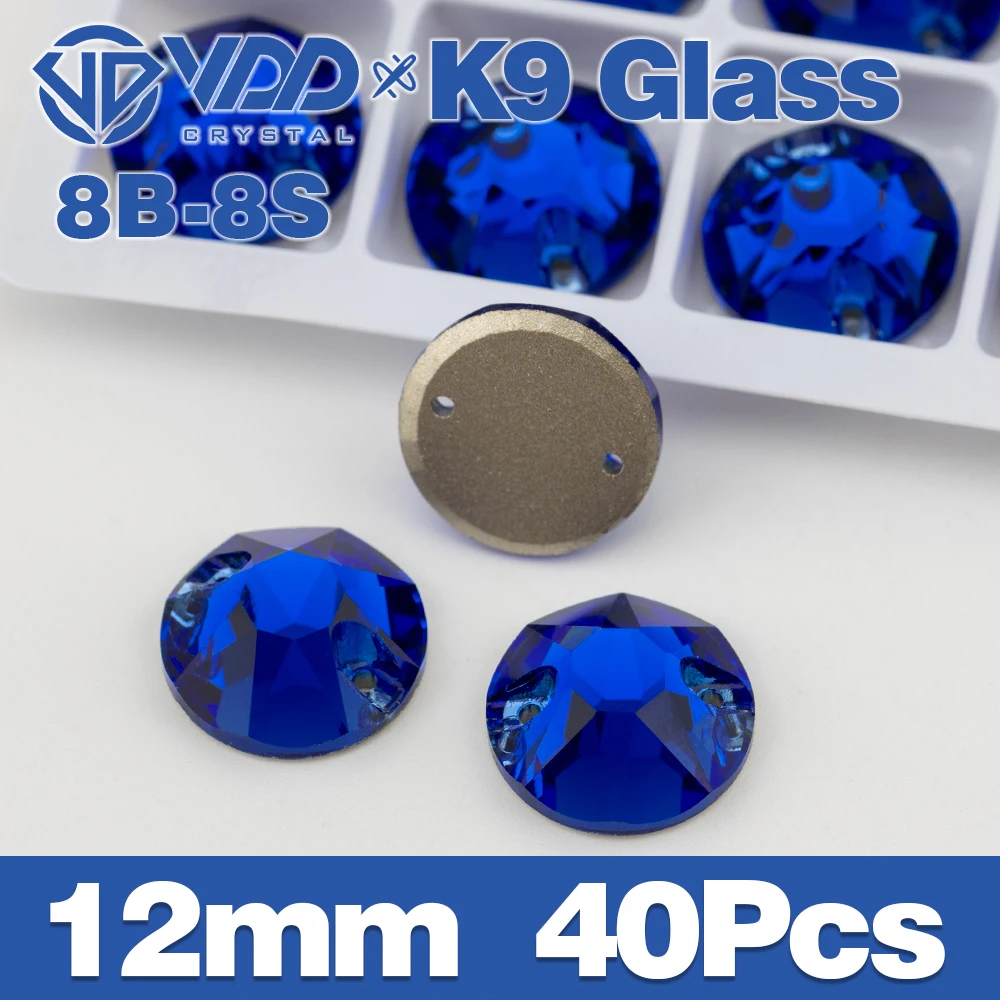 VDD S118 Saphir-Fase, hochwertiges K9-Glas, zum Aufnähen, Strasssteine, Kristallnähen, flache Rückseite, Steine für Kleidung, Hochzeitskleid – Detail 6
