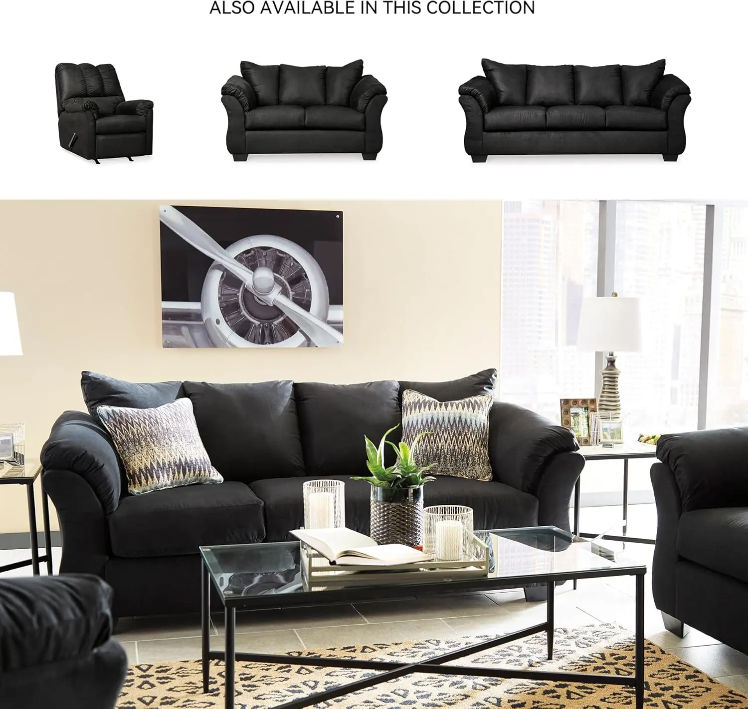 2025-hotDarcy Classic Contemporary Sofa, Black