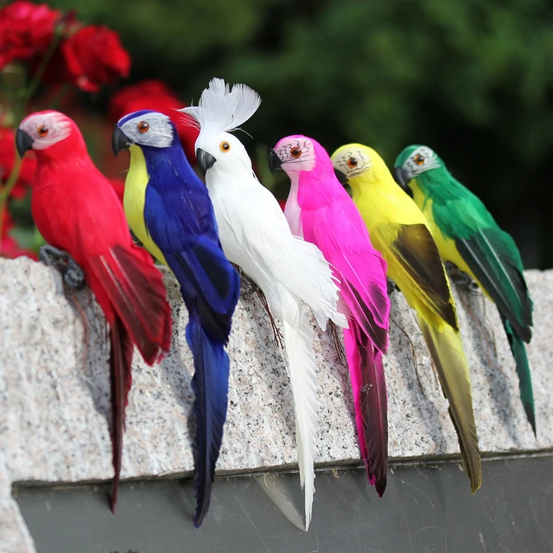 Tanio Rzeźby ogrodowe papuga symulacja piór