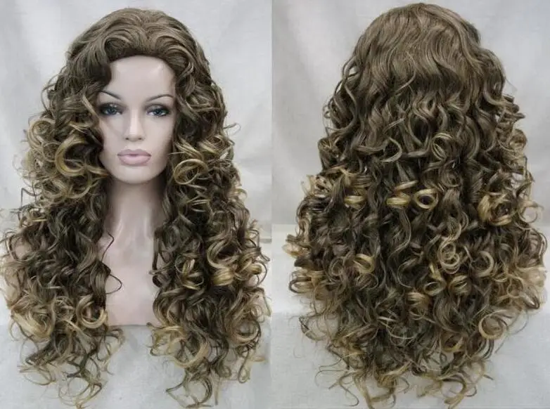 

New Women Wig Long Wavy Curly Wig Ladies Hair Fluffy Wig Brown Blonde Wigs