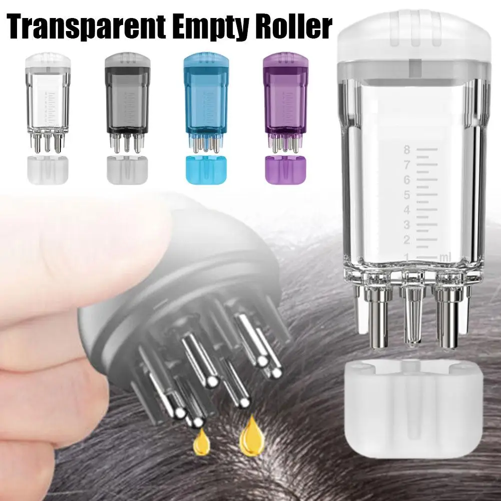 

8ml Scalp Applicator Transparent Empty Roller Bottle Scalp Oil Comb for Hair Growth Serum Head Skin Care Tools D2L9