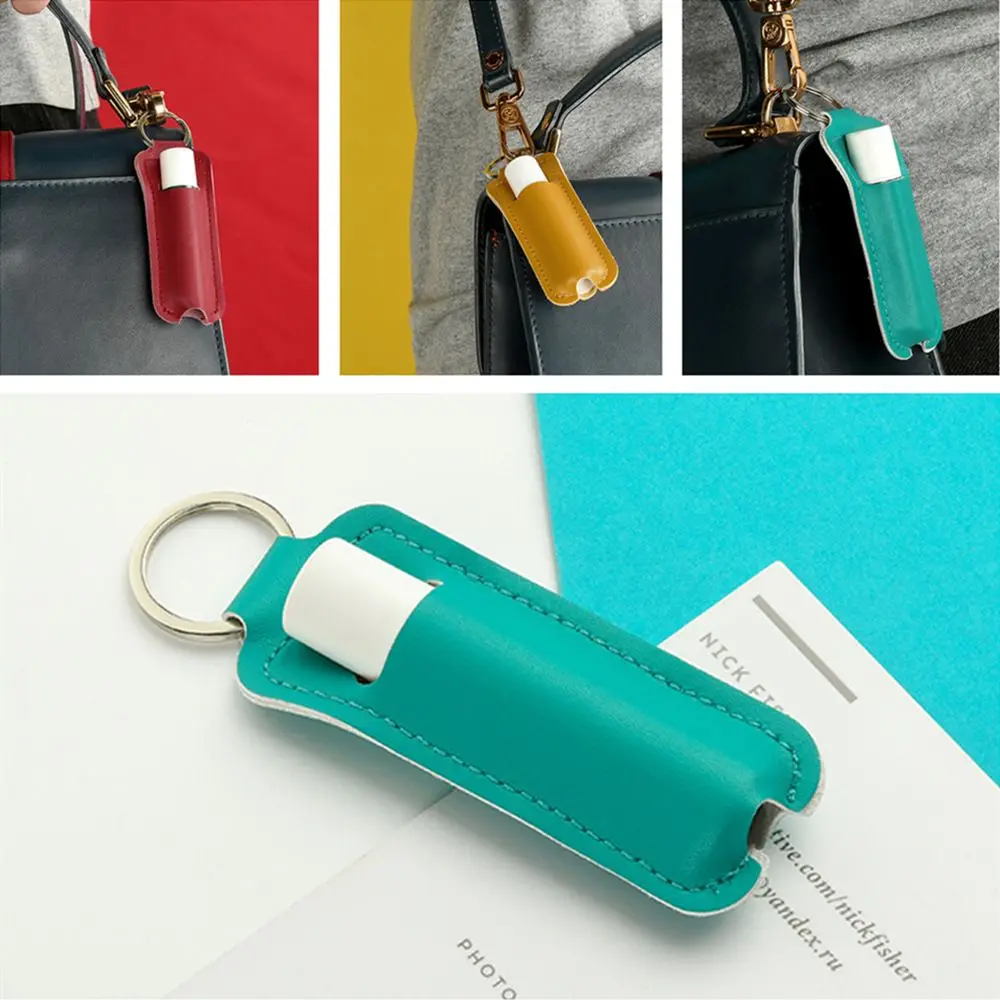 1pc PU Leder Lippenstift Schlüsselbund Tasche Bunte Schlüssel Ring Halter Lip Balm Fall Schlüsselbund Tasche Einfache Schlüsselbund Halter – Detail 8