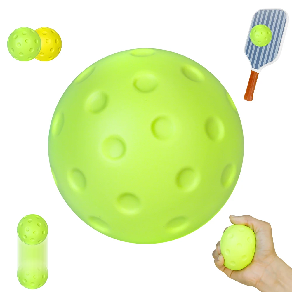Amoswiz Silent Pickleball Balls, 6 Pack of Quiet Foam Pickle Balls for Indoor & Outdoor Practice, Noise Reducing Soft Pickleball Practice Ball with Mesh Bag, for All Ground Surfaces