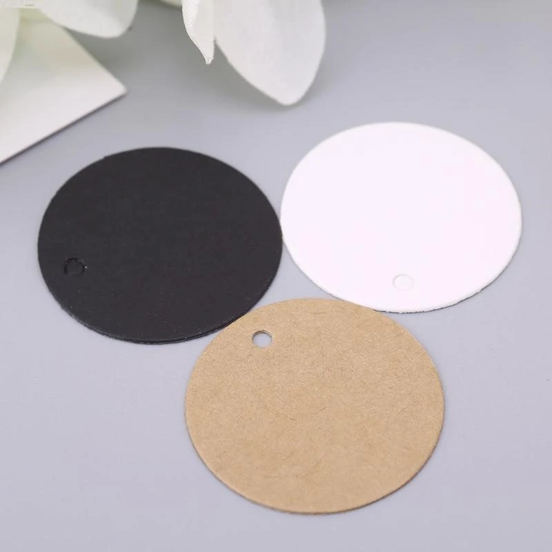 y3na 100x blank kraft 종이 행 태그 웨딩 파티 선호 레이블 가격 선물 카드 3.5cm
