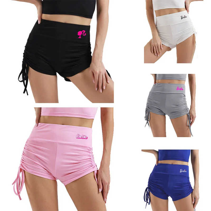 Cartoon European American Barbie Peach Butt Fitness Pants Per Ragazze A Vita Alta Con Coulisse Quick Dry Butt Lift Yoga Shorts