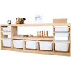 Wooden Closed Back Kids Bookshelf Freestanding Bookcase Modern Display Cabinet Shelf with Drawers Children Toy Storage Cabinet 4