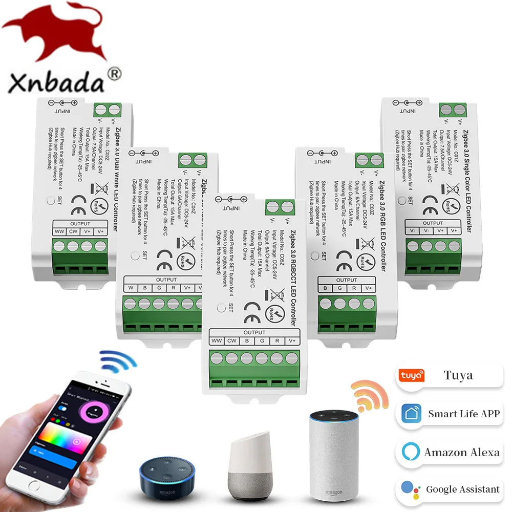 Zigbee 3.0 Wifi 2.4G Tuya Led Controller Dim Cct Rgb Rgbw Rgbcct Led Strip Light Hue Bridge Dual Mode Gateway Smarthome Dc5V-24V