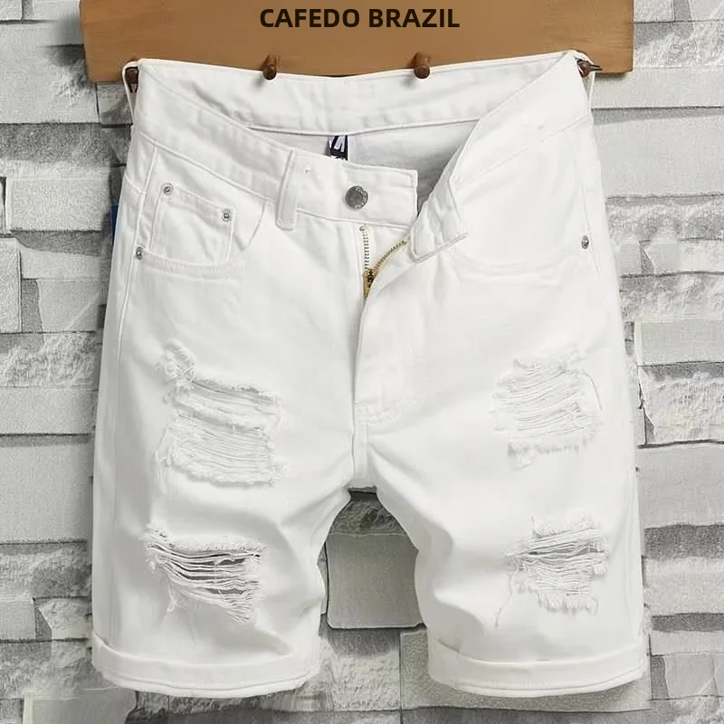Denim Shorts Summer Jeans Shorts Summer Lightweight Denim Shorts Men Korean Style Trendy Ripped Slim Fit Casual Fashion Brand Pants