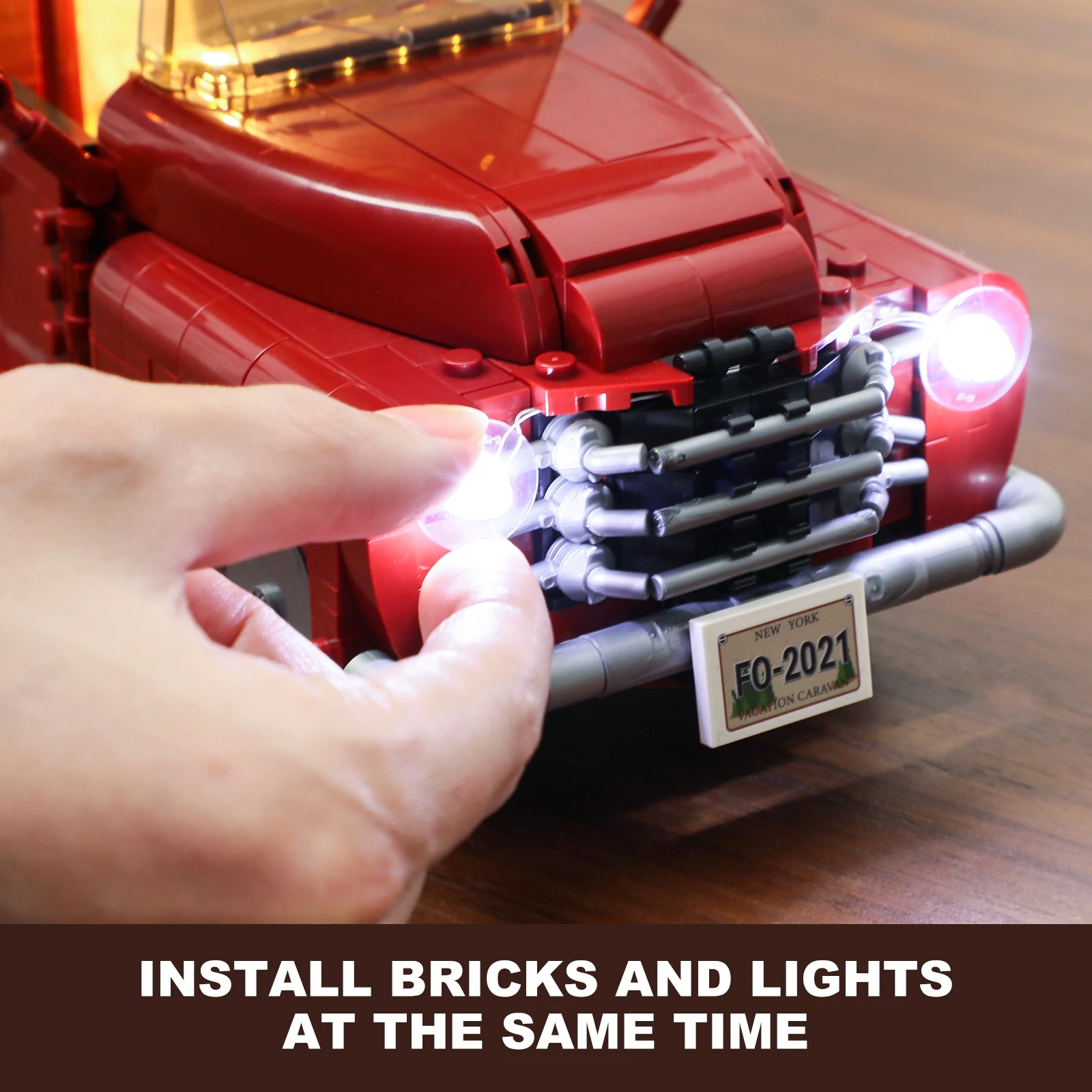 FUNWHOLE Steampunk Vintage Car Lighting Building Bricks Set - LED L