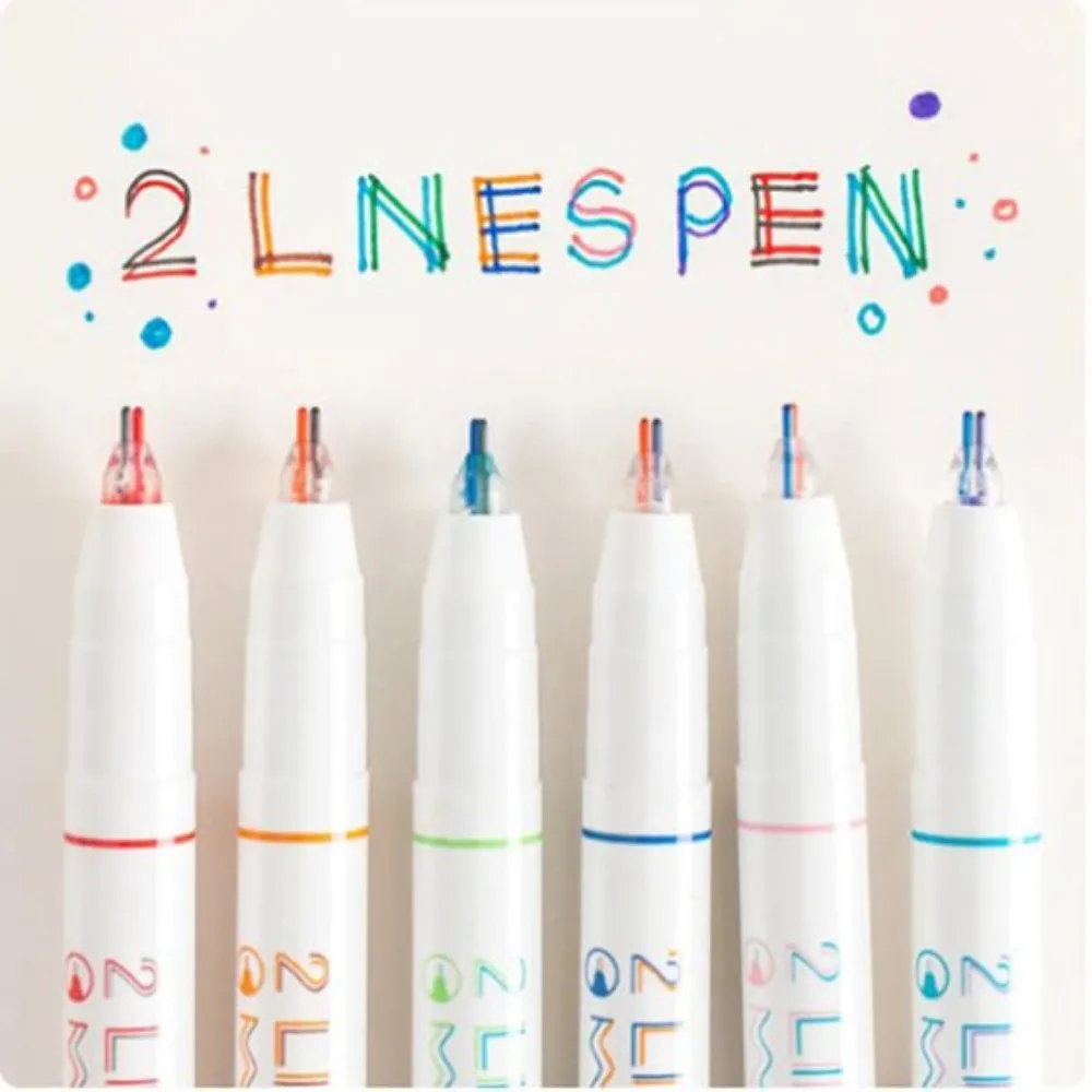 

6pcs/set Morandi Double Line Colored Ink Pigment Liner Art Markers Pen 2-Lines Gel Pen Set Drawing Stationery Office Supplies